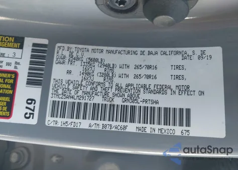 2020 Toyota Tacoma Trd Off-Road из США, поврежденный, VIN 3TMCZ5AN4LM291727